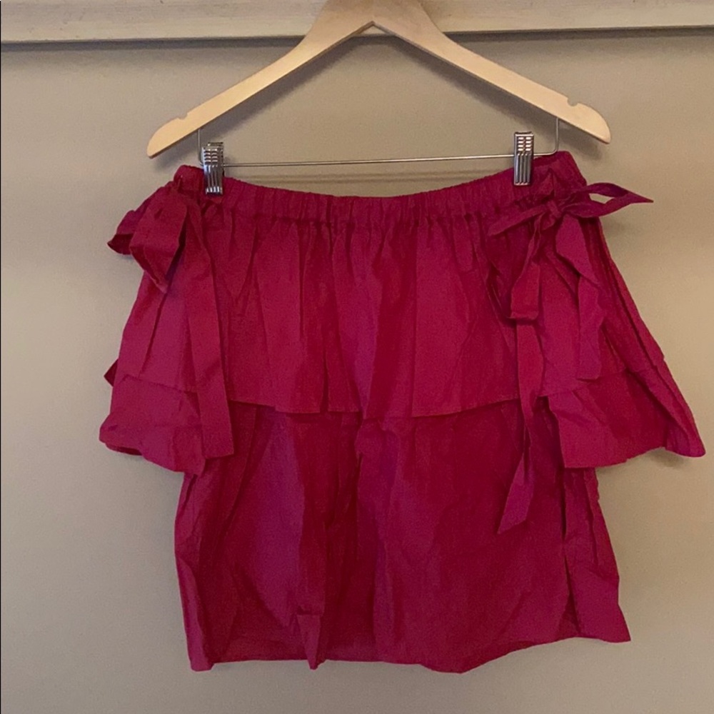 Magenta Ann Taylor Off-the-Shoulder Blouse